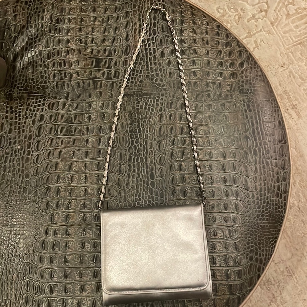 Stuart Weitzman silver evening bag